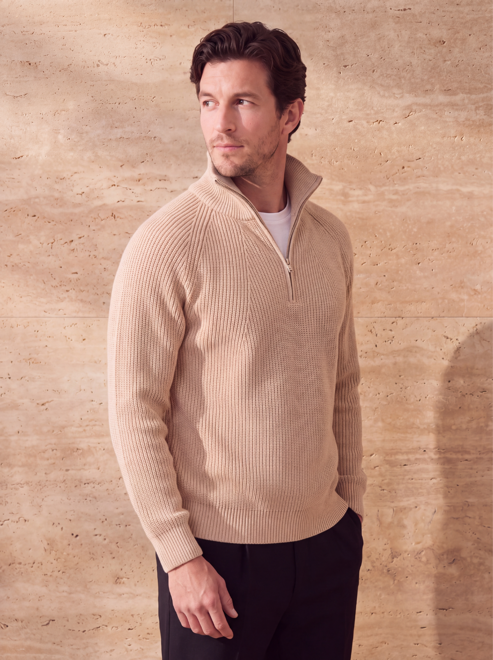 Knit half zip pullover men