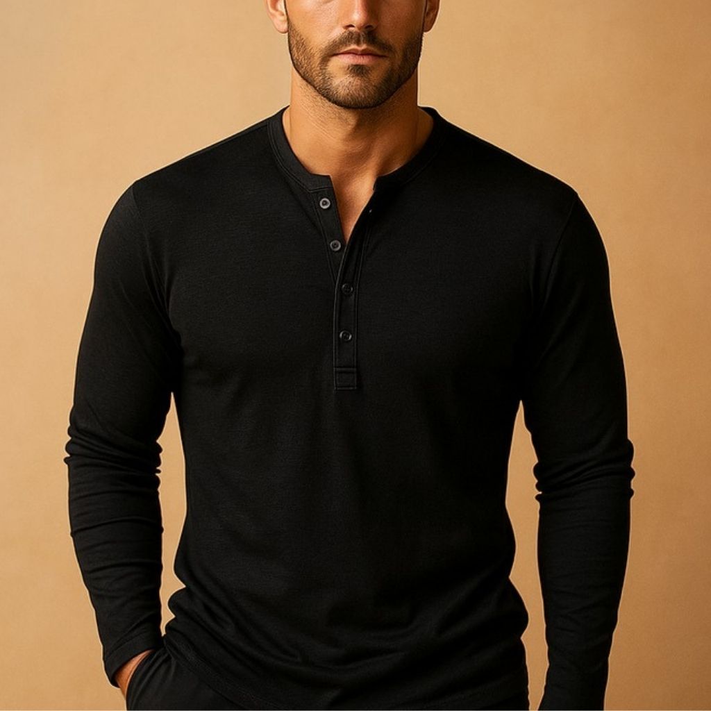 Sweat Henley à Manches Longues Homme