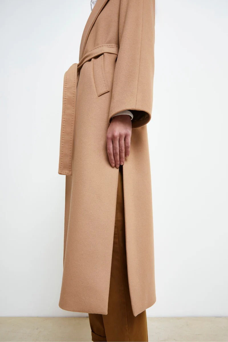 Manteau long ceinturé femme