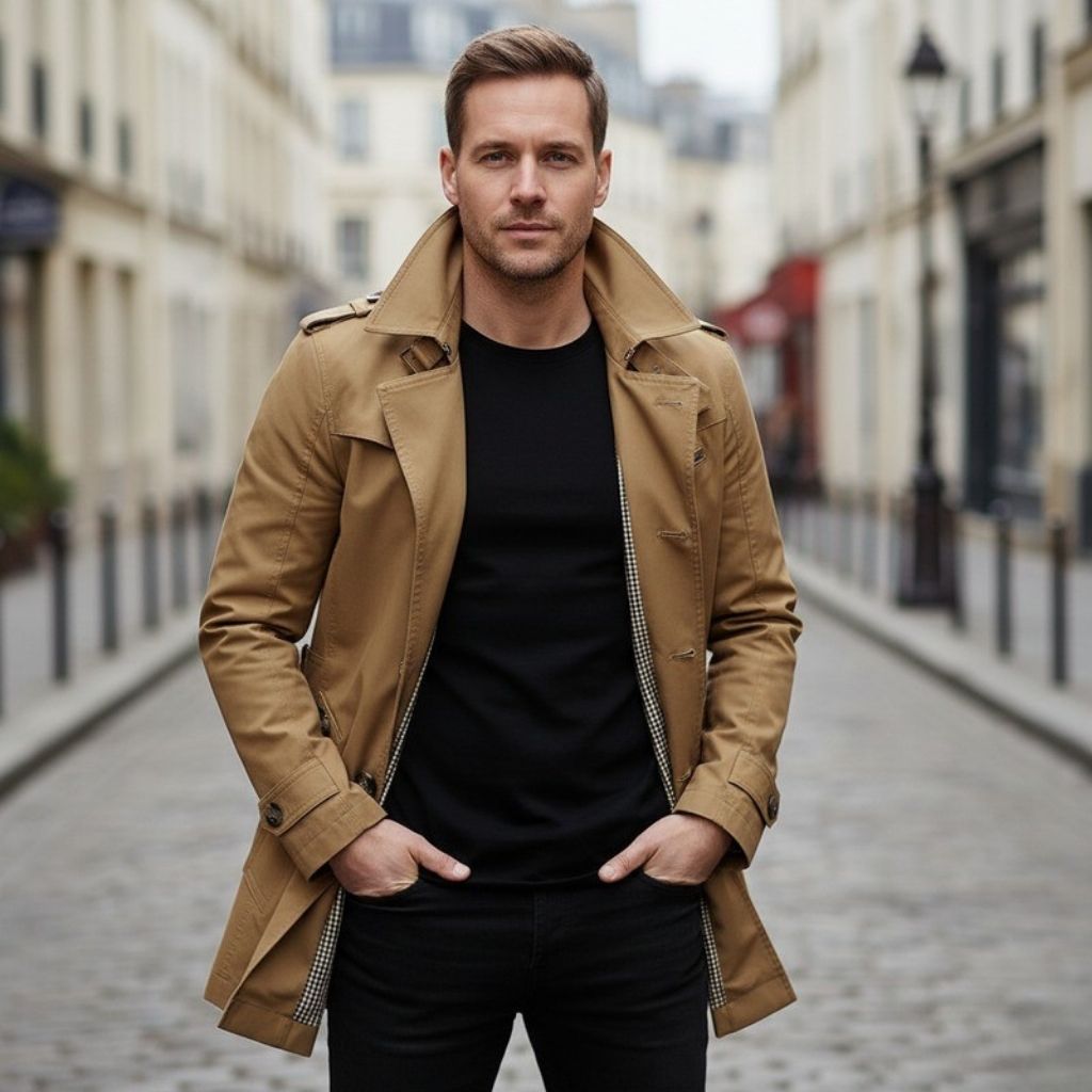 Trench coat croisé homme
