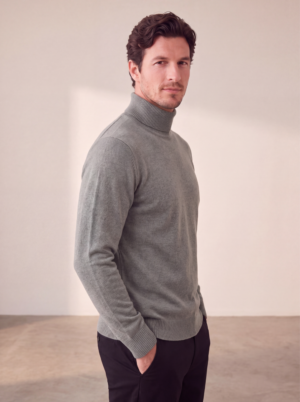 Men's wool blend cable knit jumper