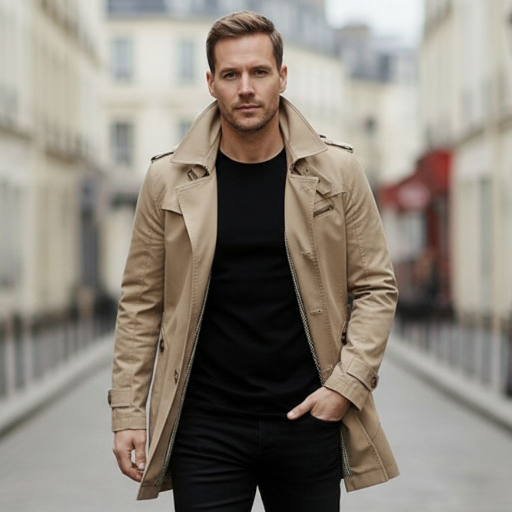 Trench coat croisé homme