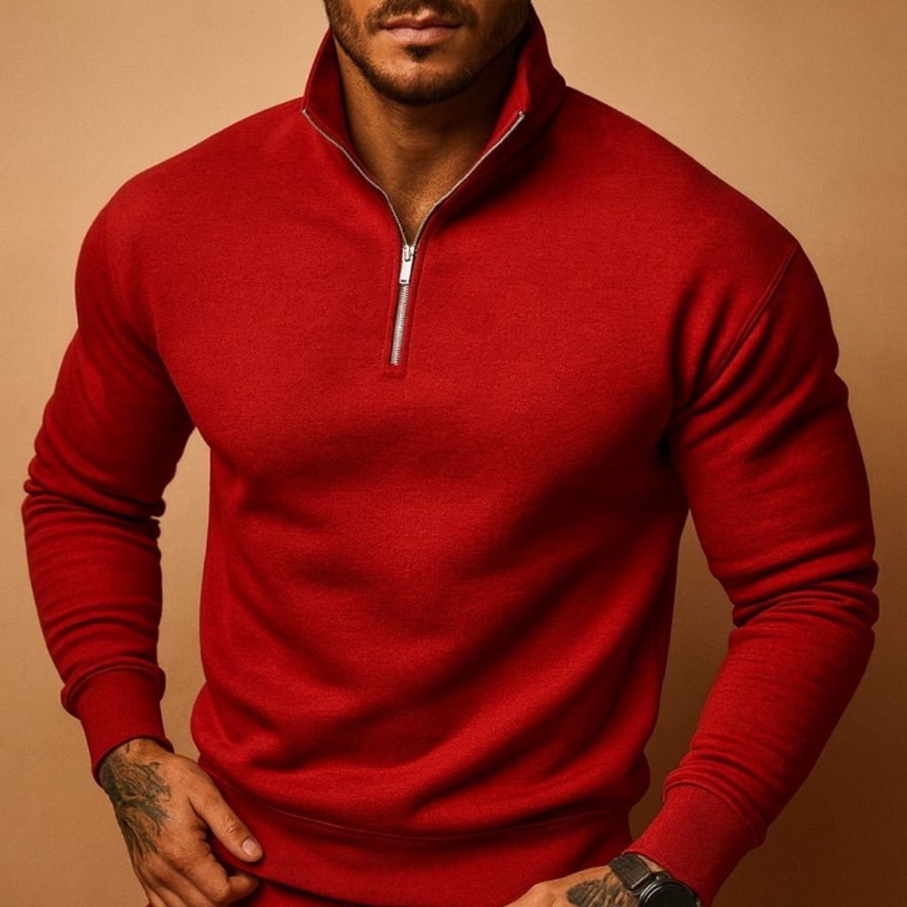Pull à Demi-Fermeture Éclair Coupe Slim Homme