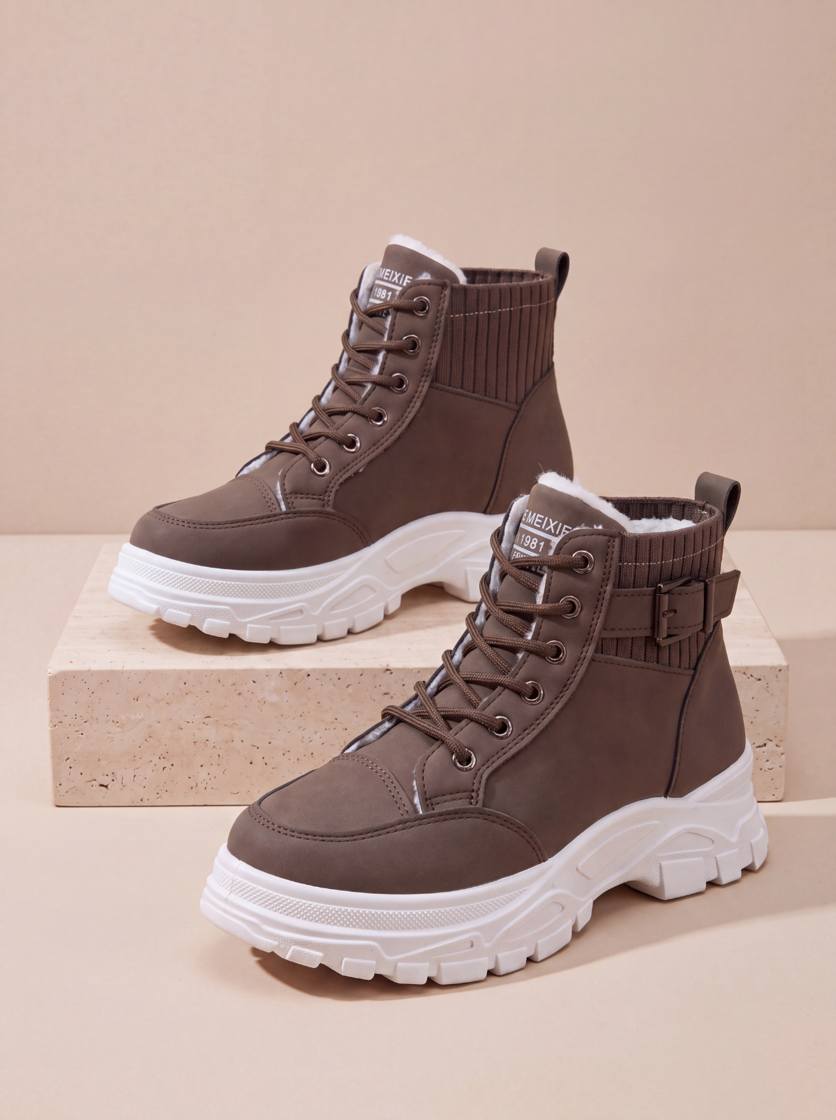 Faux leather ankle boots for women