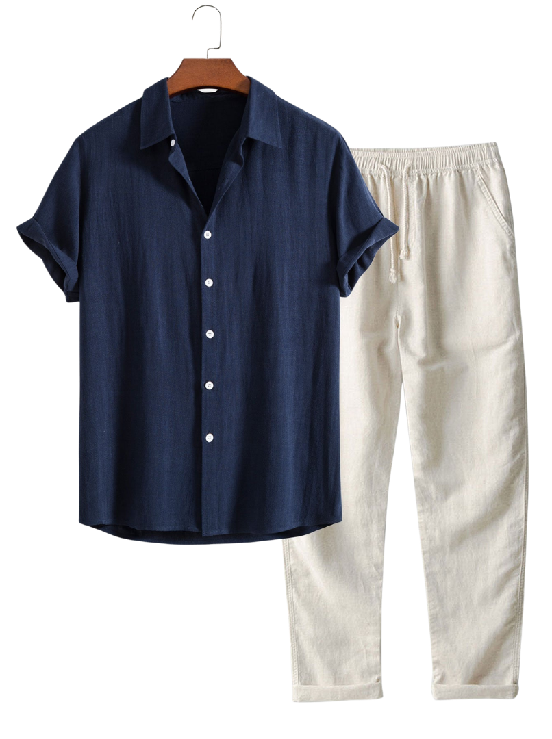 Matching shirt and trousers with a relaxed fit