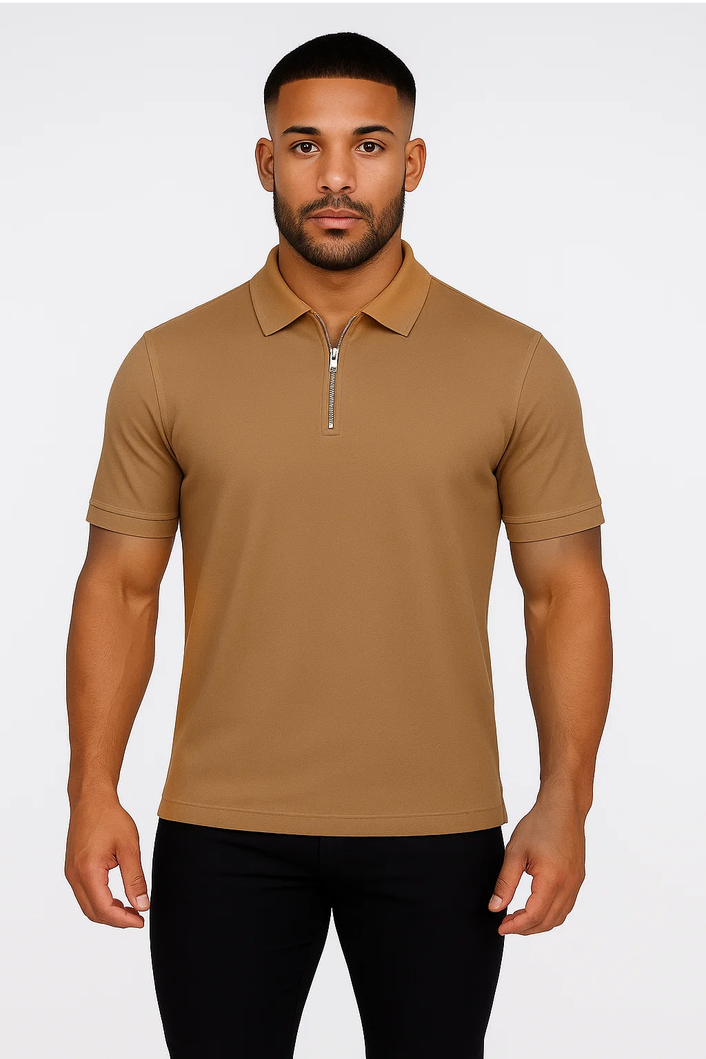 Polo Zippé | Édouard – Marron