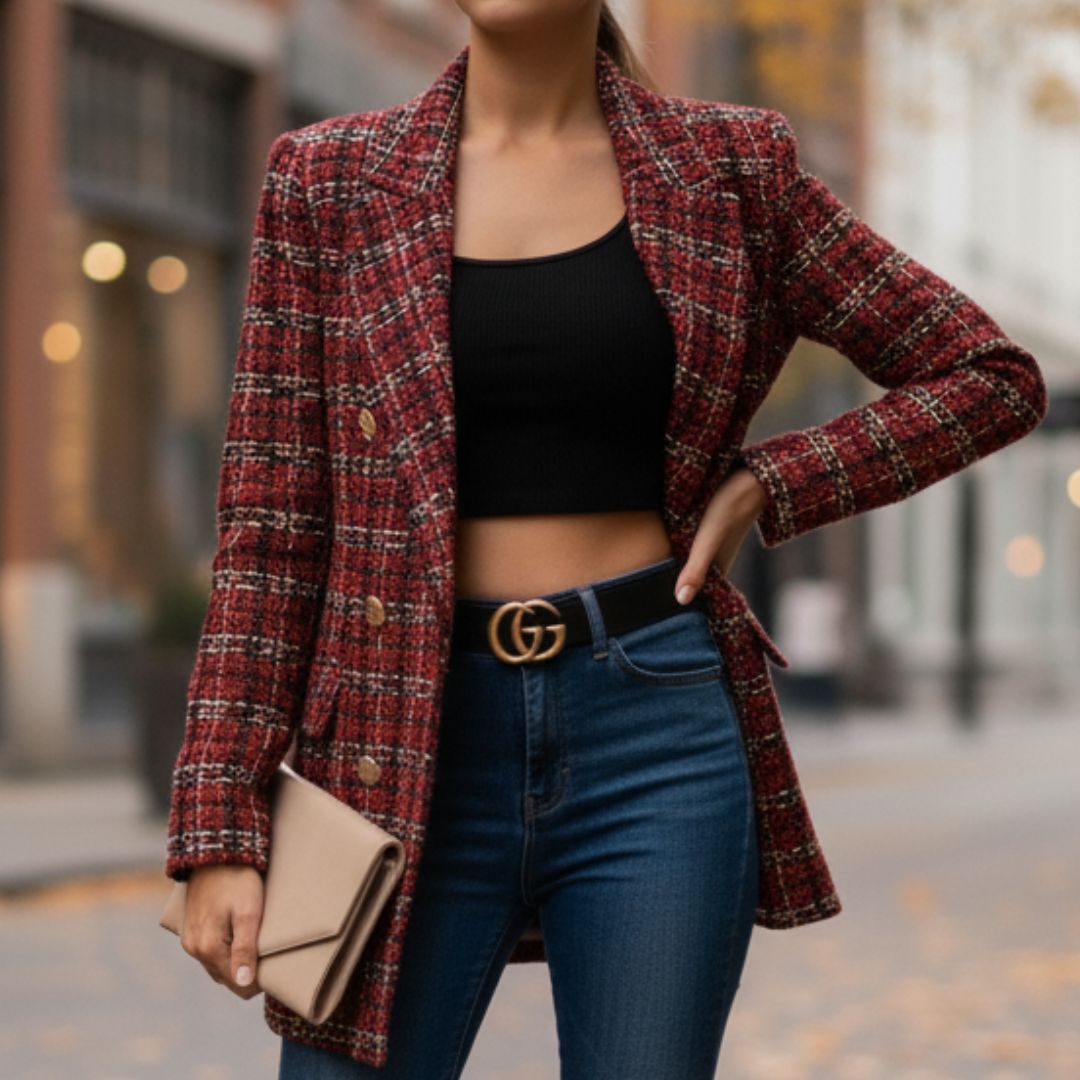 Veste Blazer Croisée Coupe Slim Femme