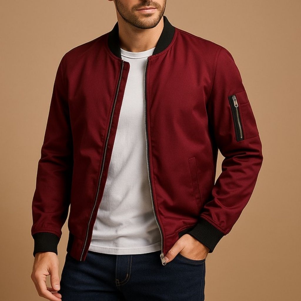 Blouson Bombardier à Fermeture Zippée Homme