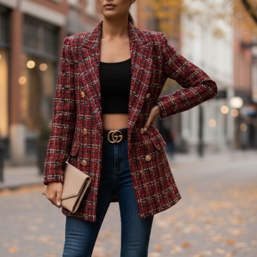 Veste Blazer Croisée Coupe Slim Femme