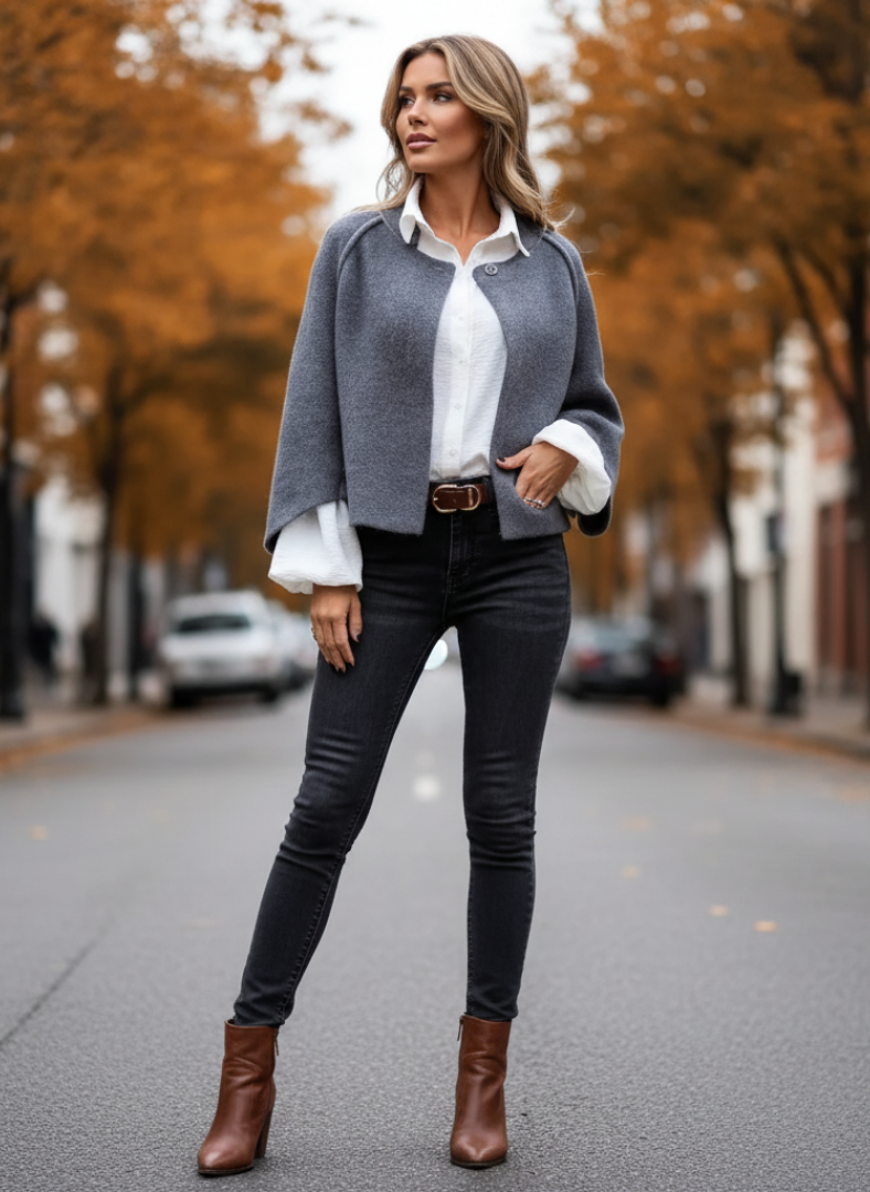 Veste Laine Coupe Droite Femme Hiver