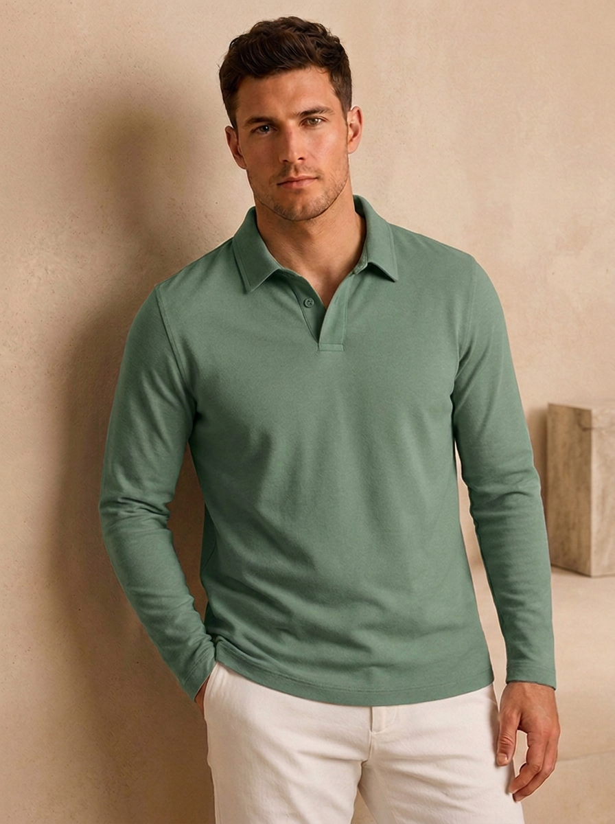 Men's pullover polo with long sleeves