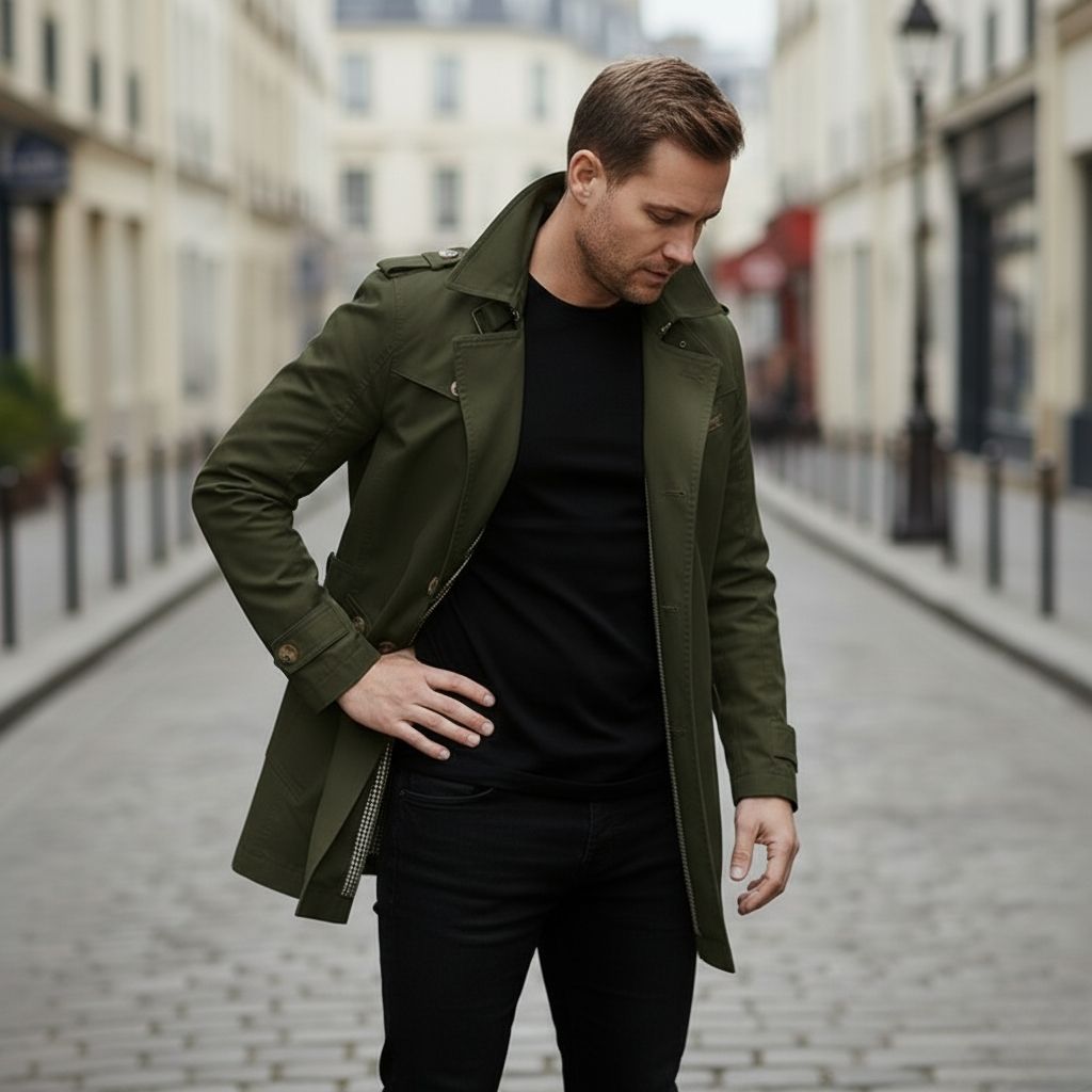 Trench coat croisé homme