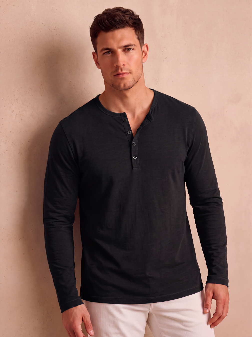 Slim fit Henley top men