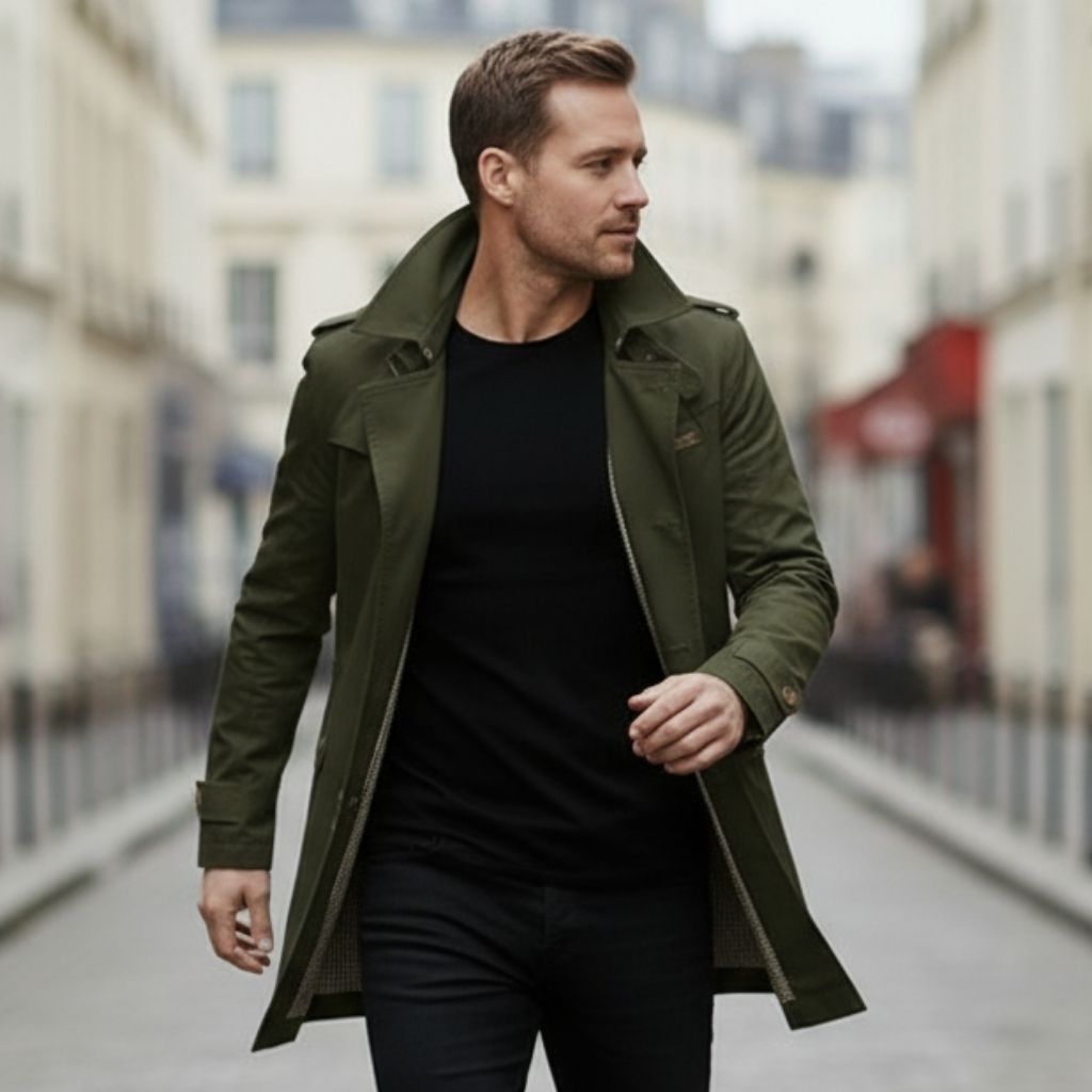 Trench coat croisé homme