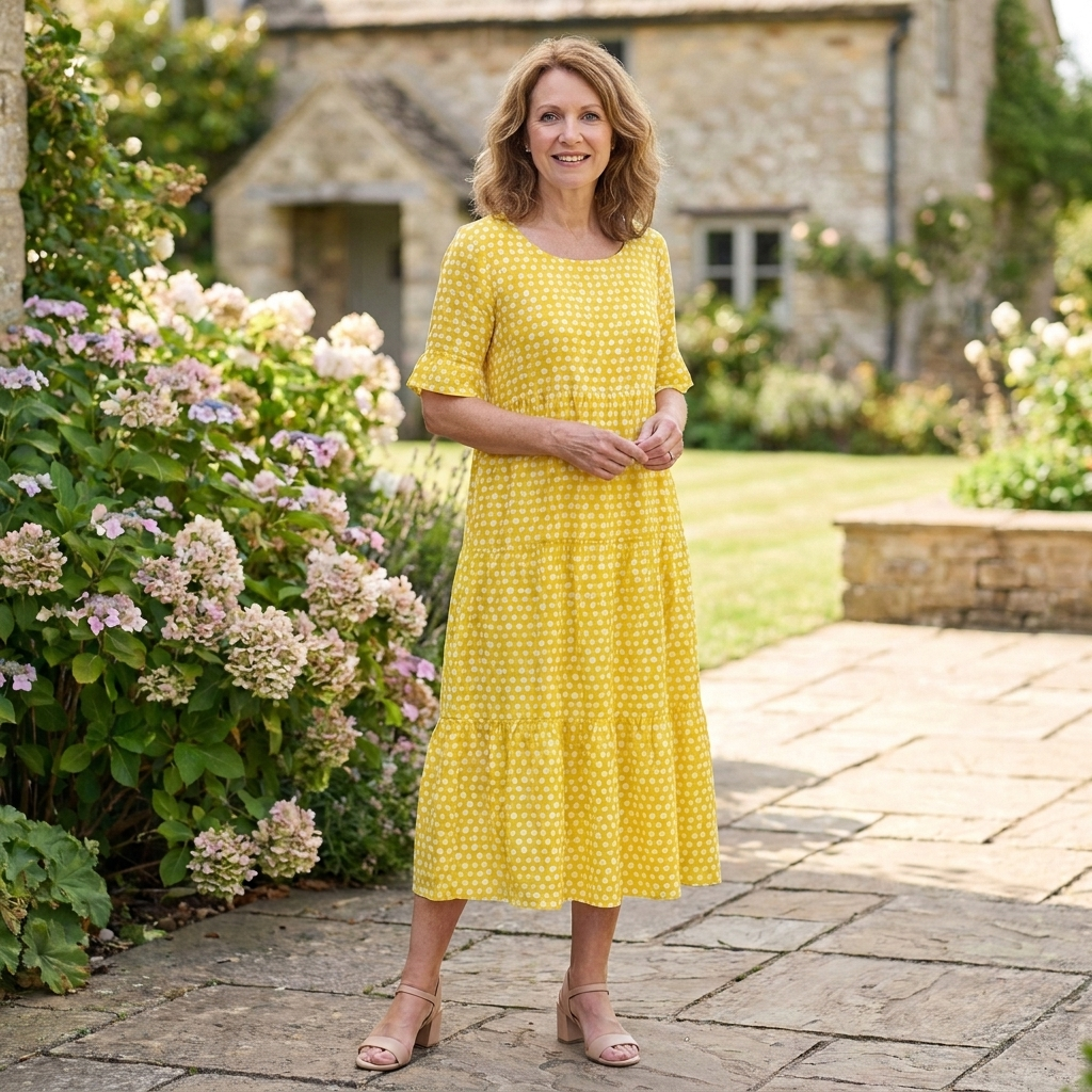 Women's casual midi dress styled for warm weather