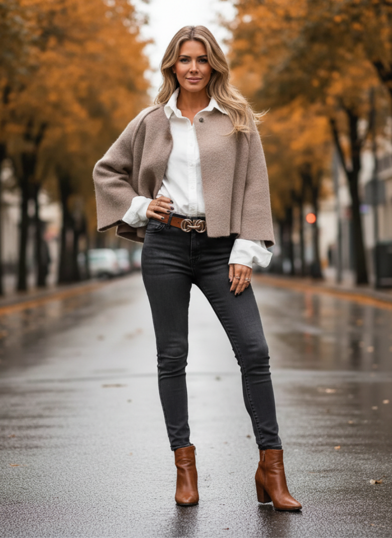 Veste Laine Coupe Droite Femme Hiver
