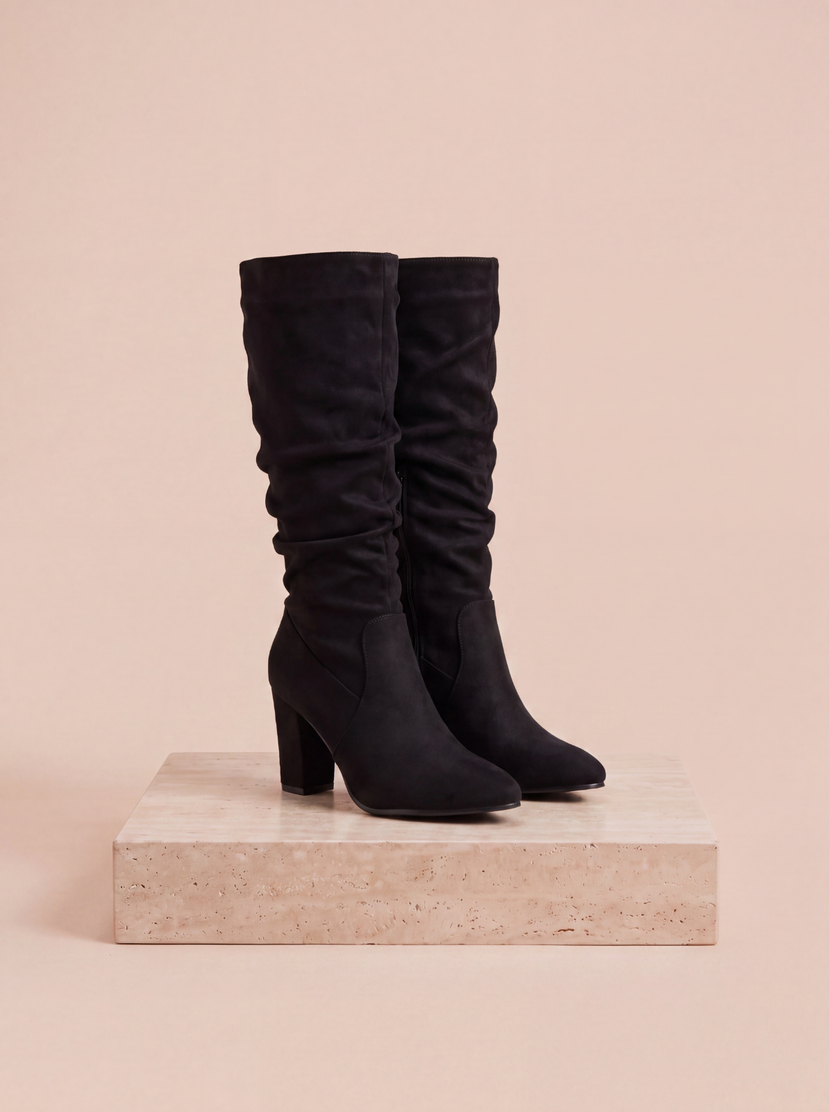 Faux leather knee boots for women