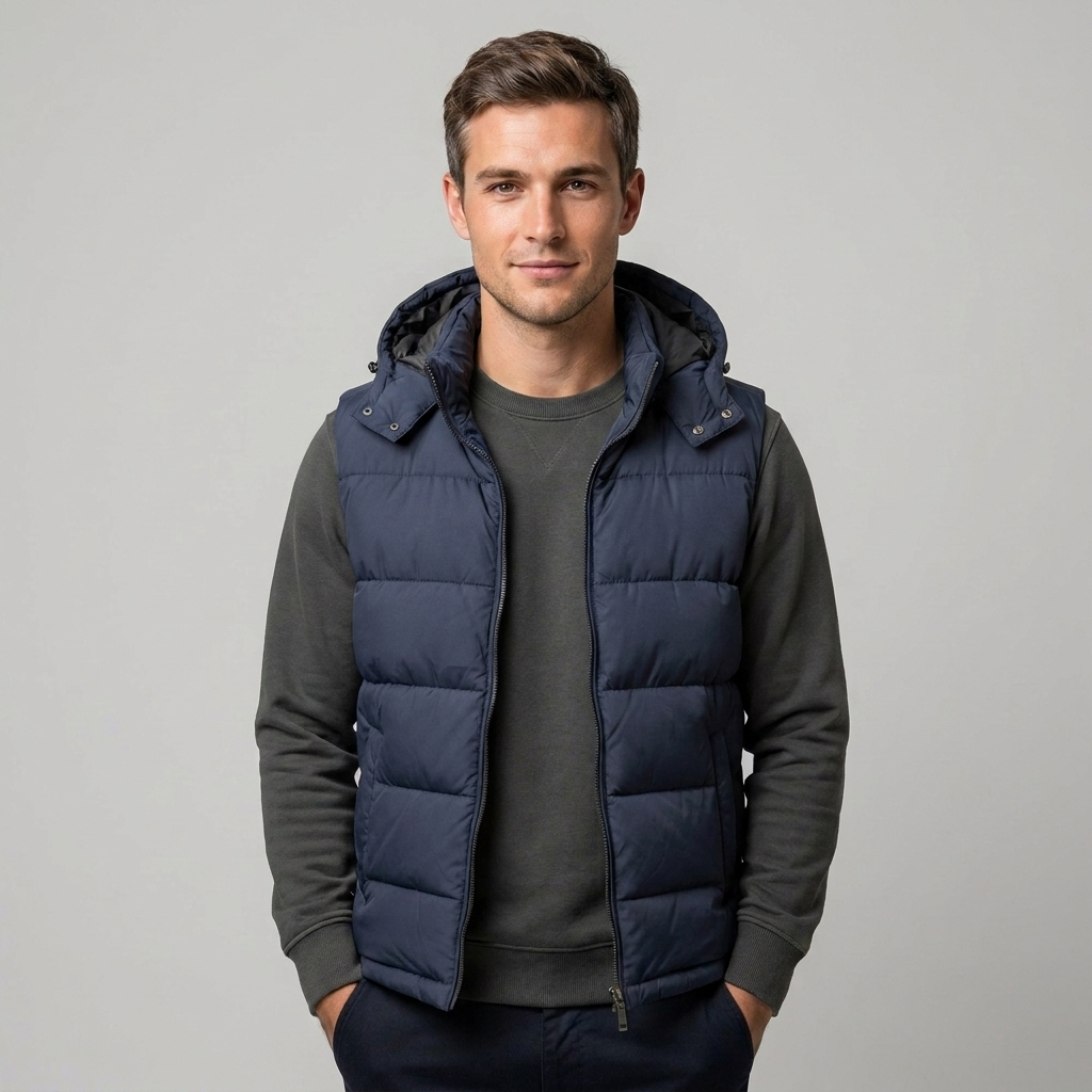 Side pocket detail on padded vest