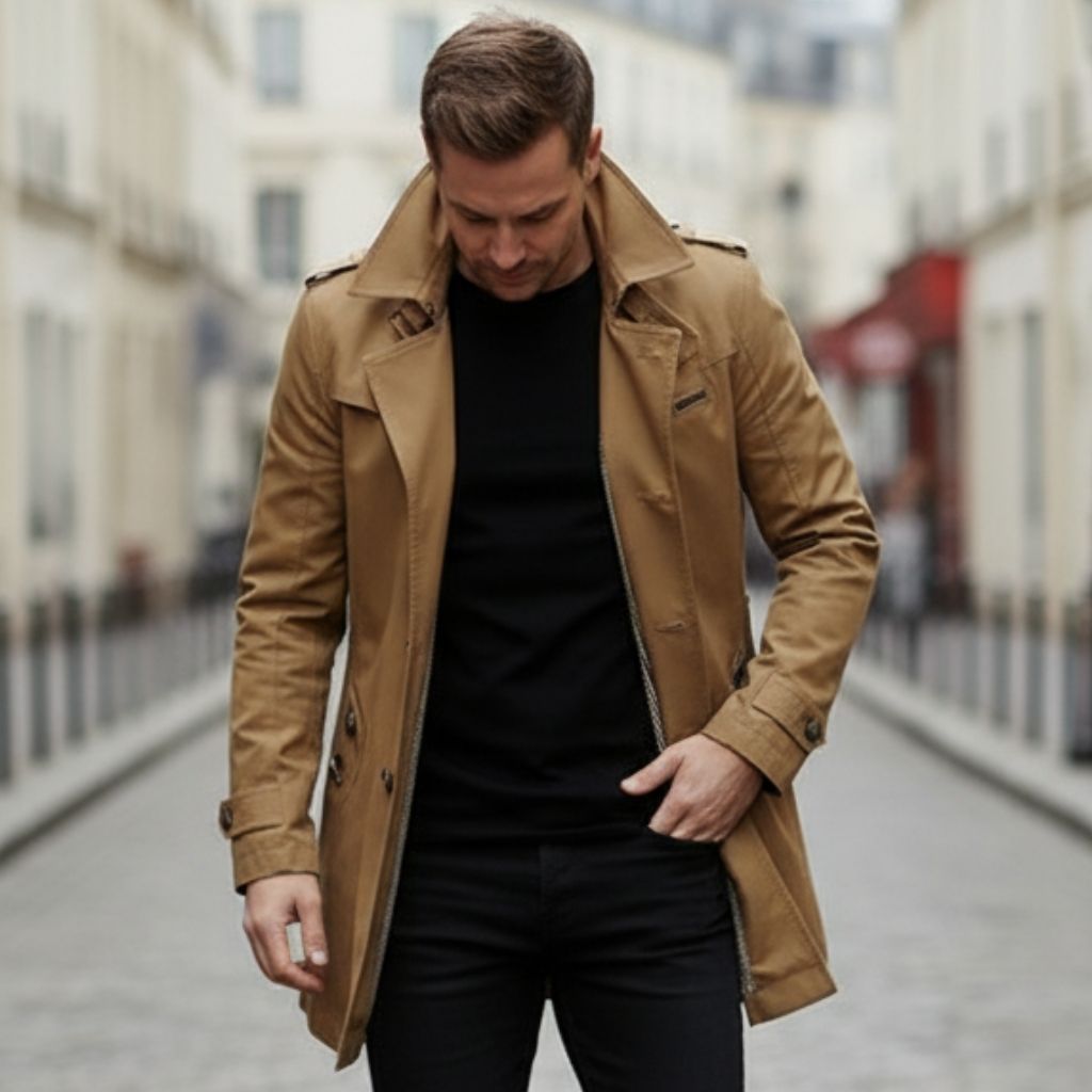 Trench coat croisé homme