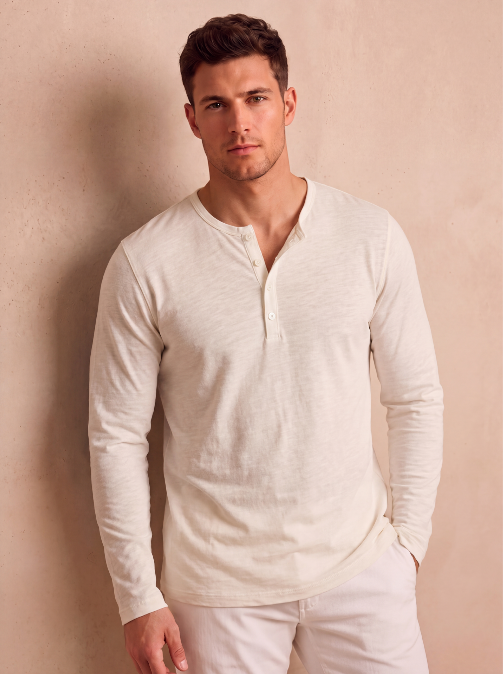 Men's cotton blend Henley shirt