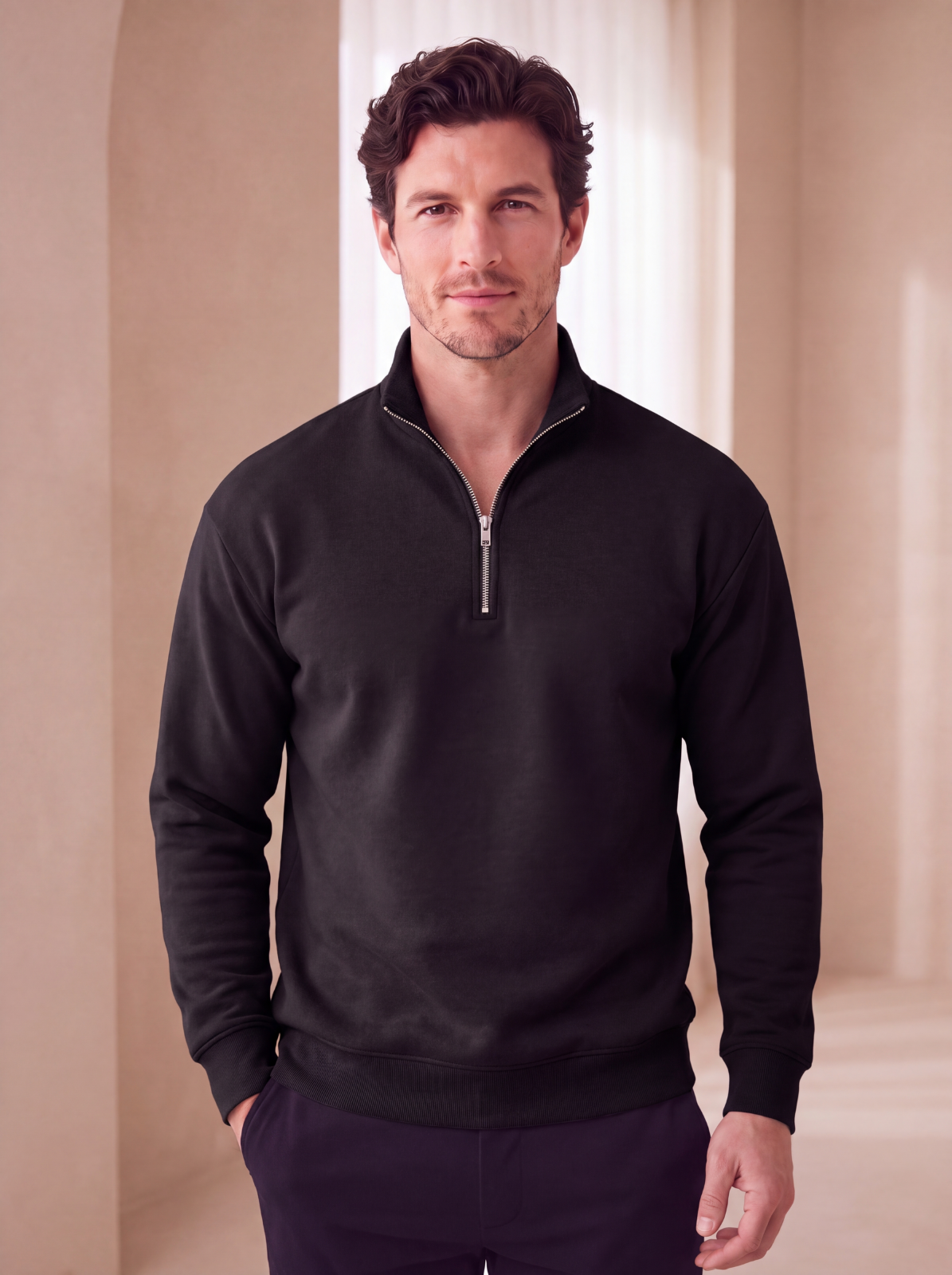 Regular fit wool jumper men