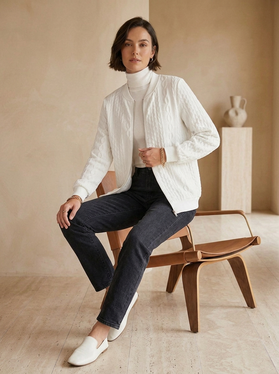 Cotton cable knit cardigan with a button front