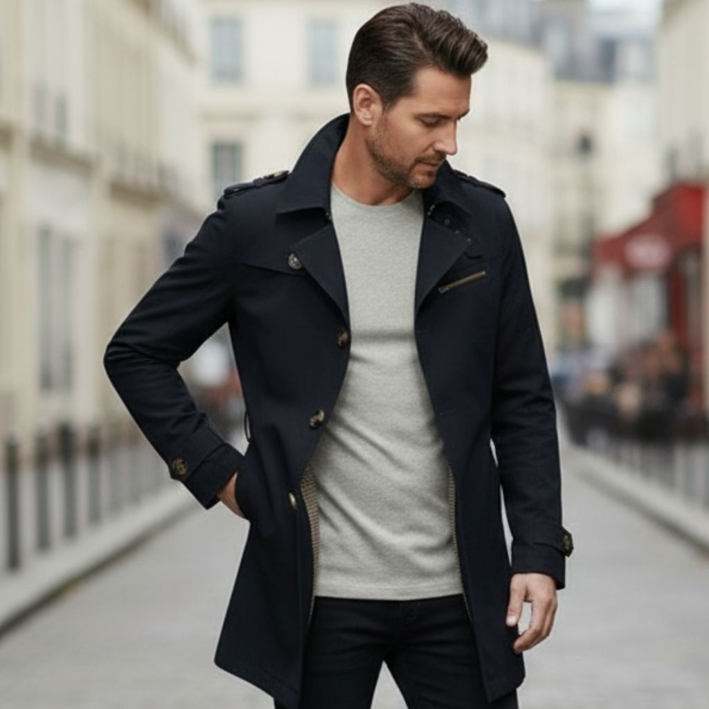 Trench coat croisé homme