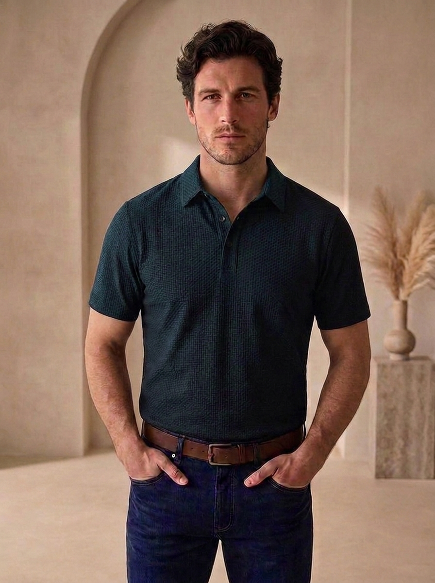 Cotton mesh polo for holiday styling