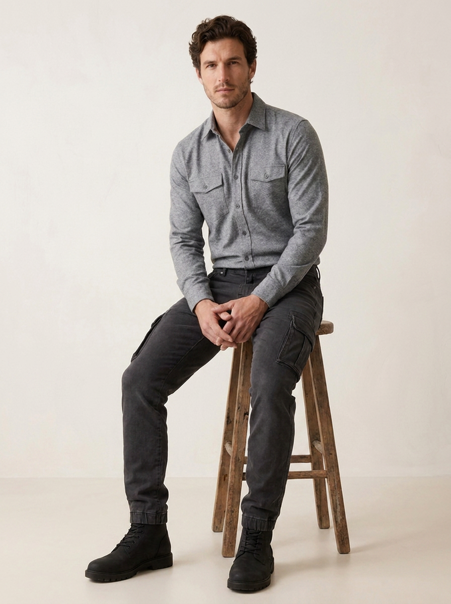 Men's tapered cargo pants with belt loops