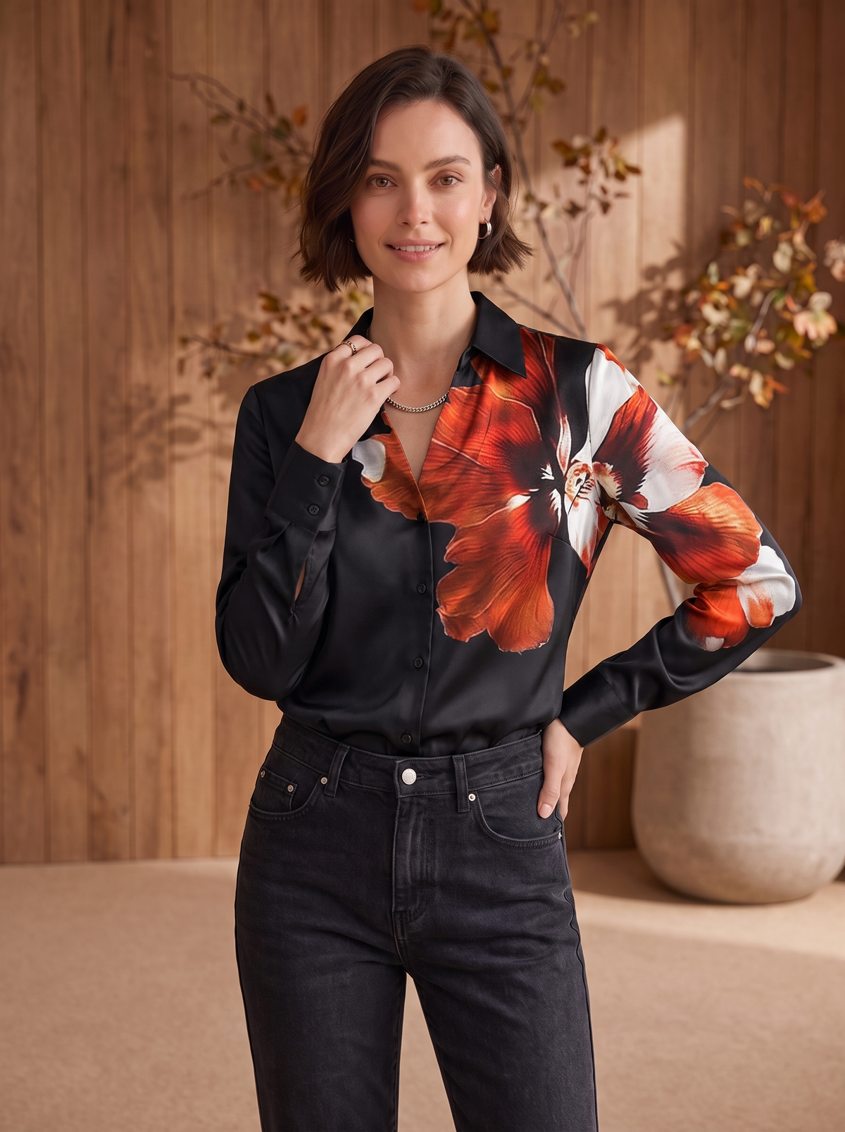 Women's satin blouse top
