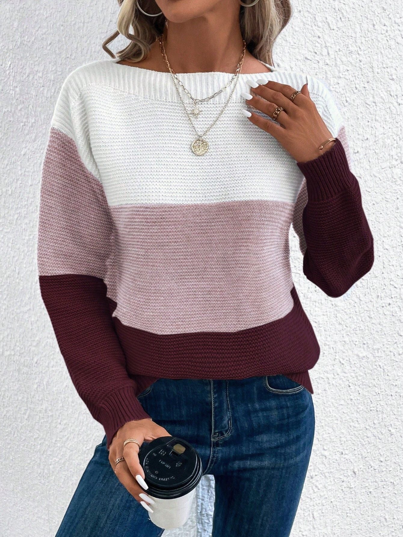 Pull en Maille Rayé pour Femme