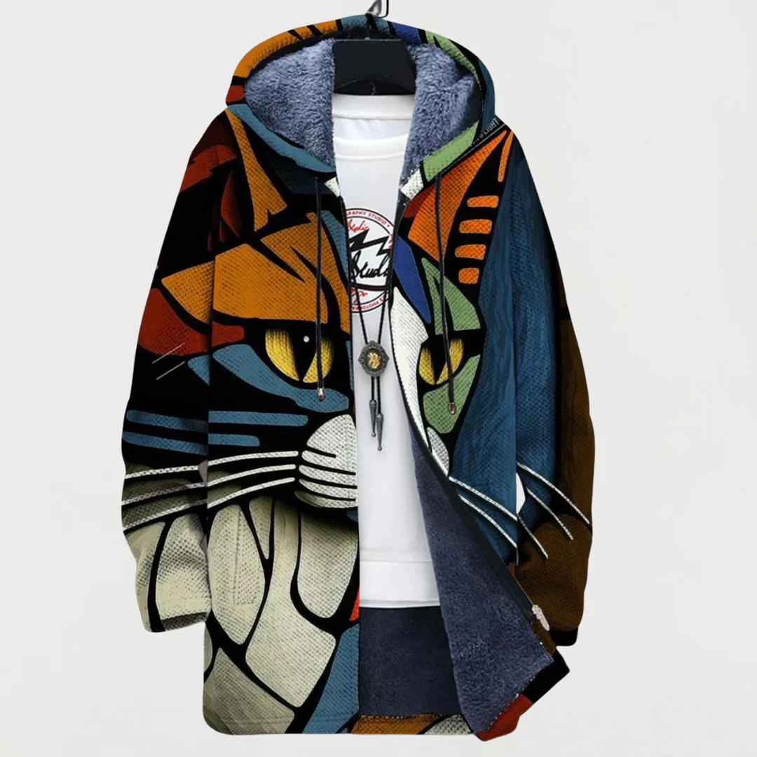 Printed Fleece Hoodie Coat Women