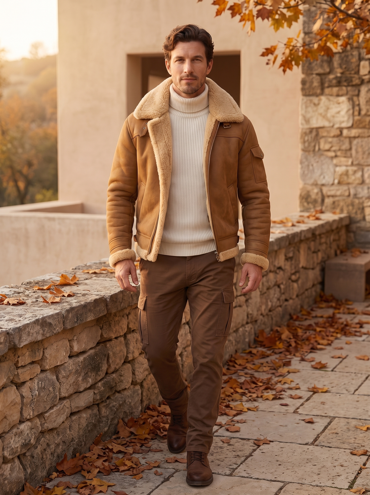 Men's casual shearling jacket for fall
