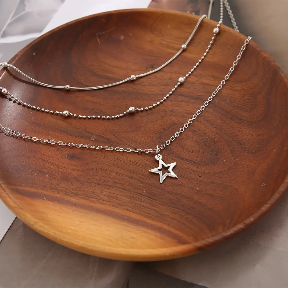 Collier Superposé avec Pendentif Étoile Femme