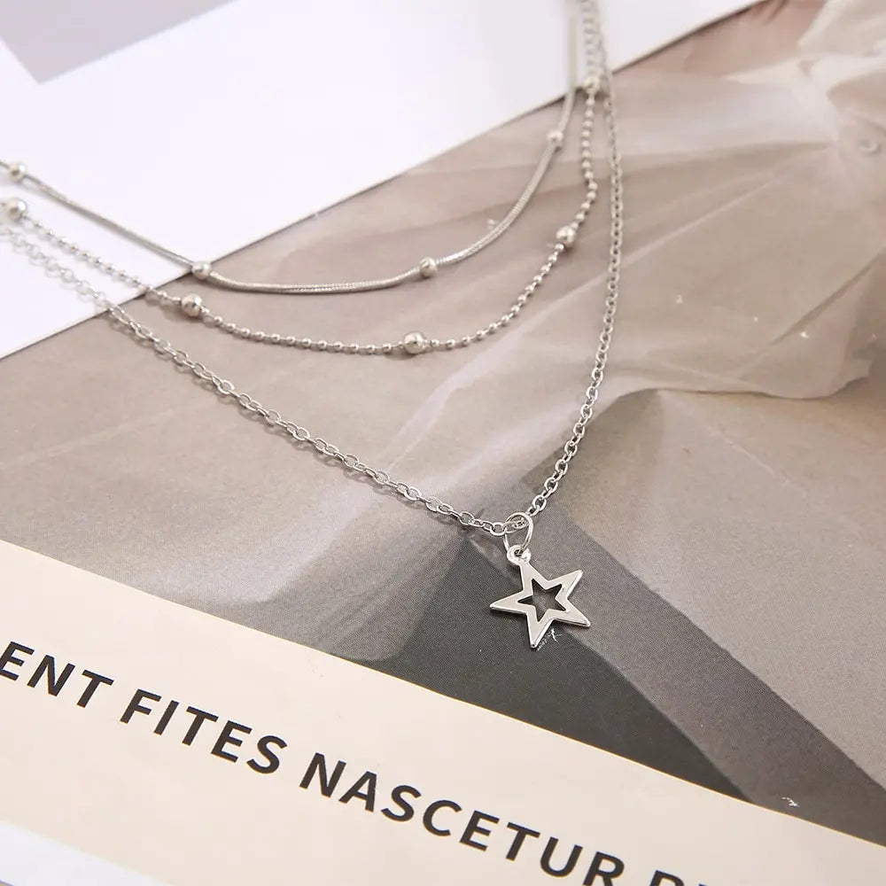 Collier Superposé avec Pendentif Étoile Femme