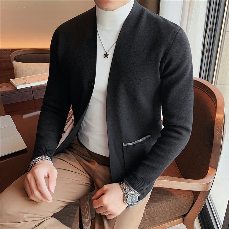 Cardigan en Maille à Simple Boutonnage pour Homme