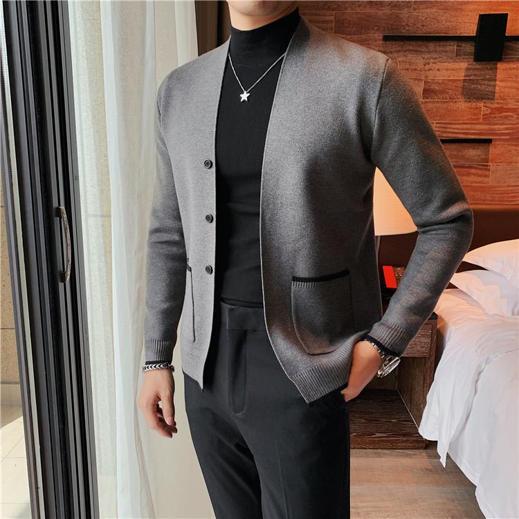Cardigan en Maille à Simple Boutonnage pour Homme