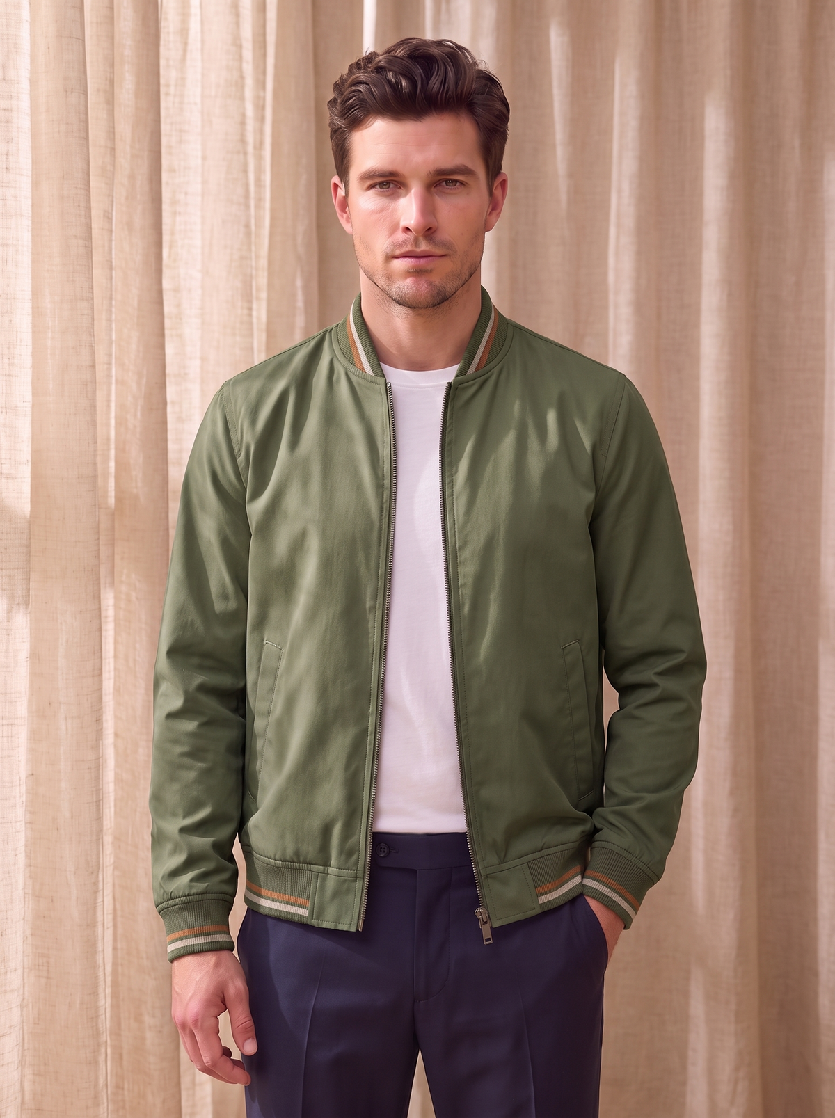 Cotton bomber jacket for men