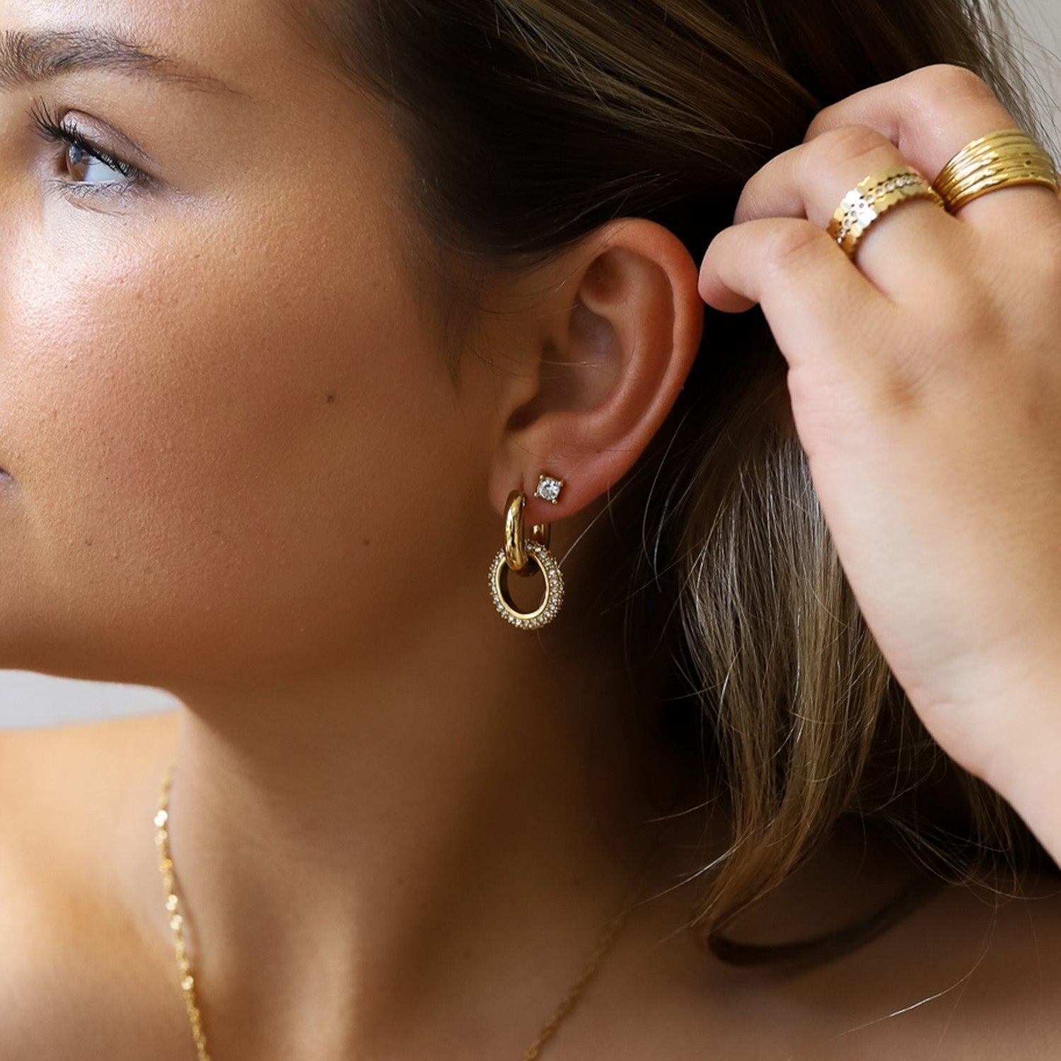Boucles d'oreilles doubles pour femmes