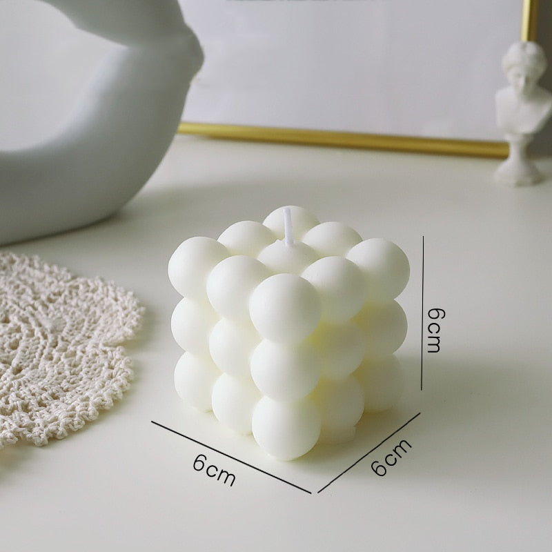 Bougie Cube Géométrique à Bulles