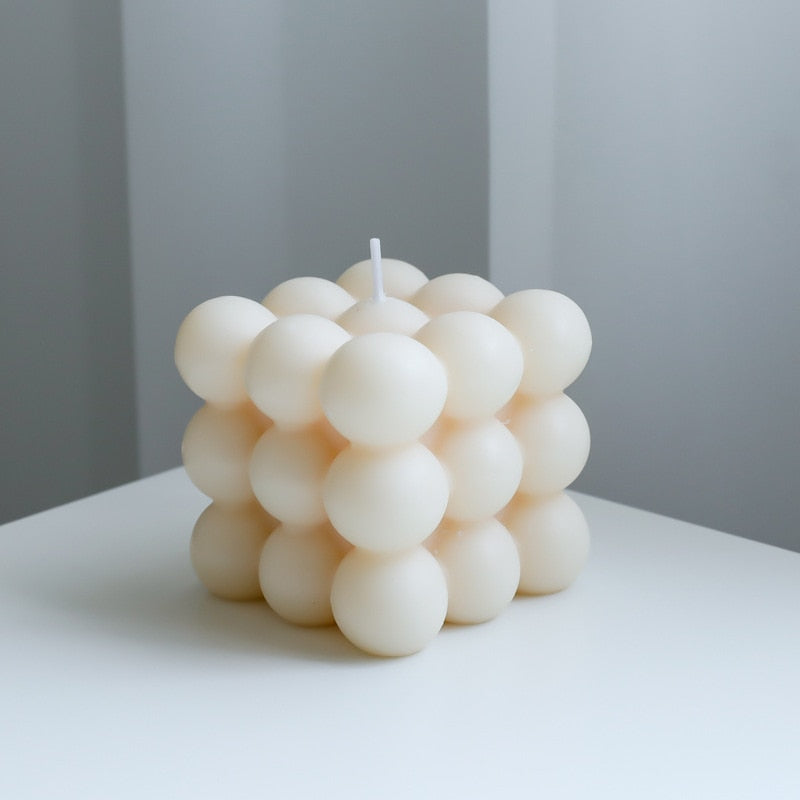 Bougie Cube Géométrique à Bulles