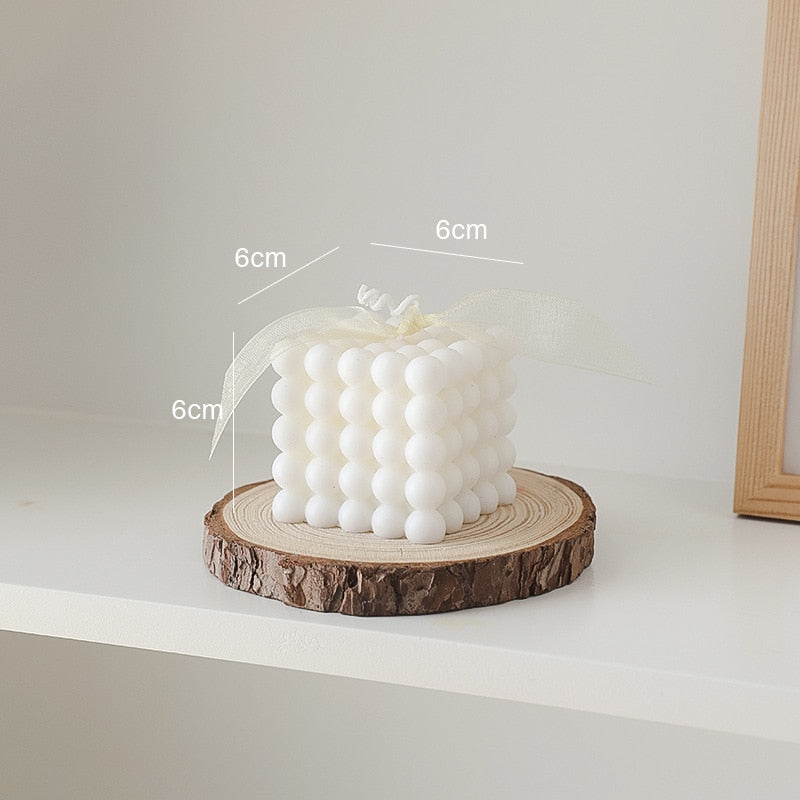Bougie Cube Géométrique à Bulles
