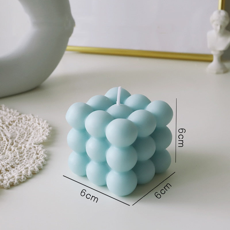 Bougie Cube Géométrique à Bulles