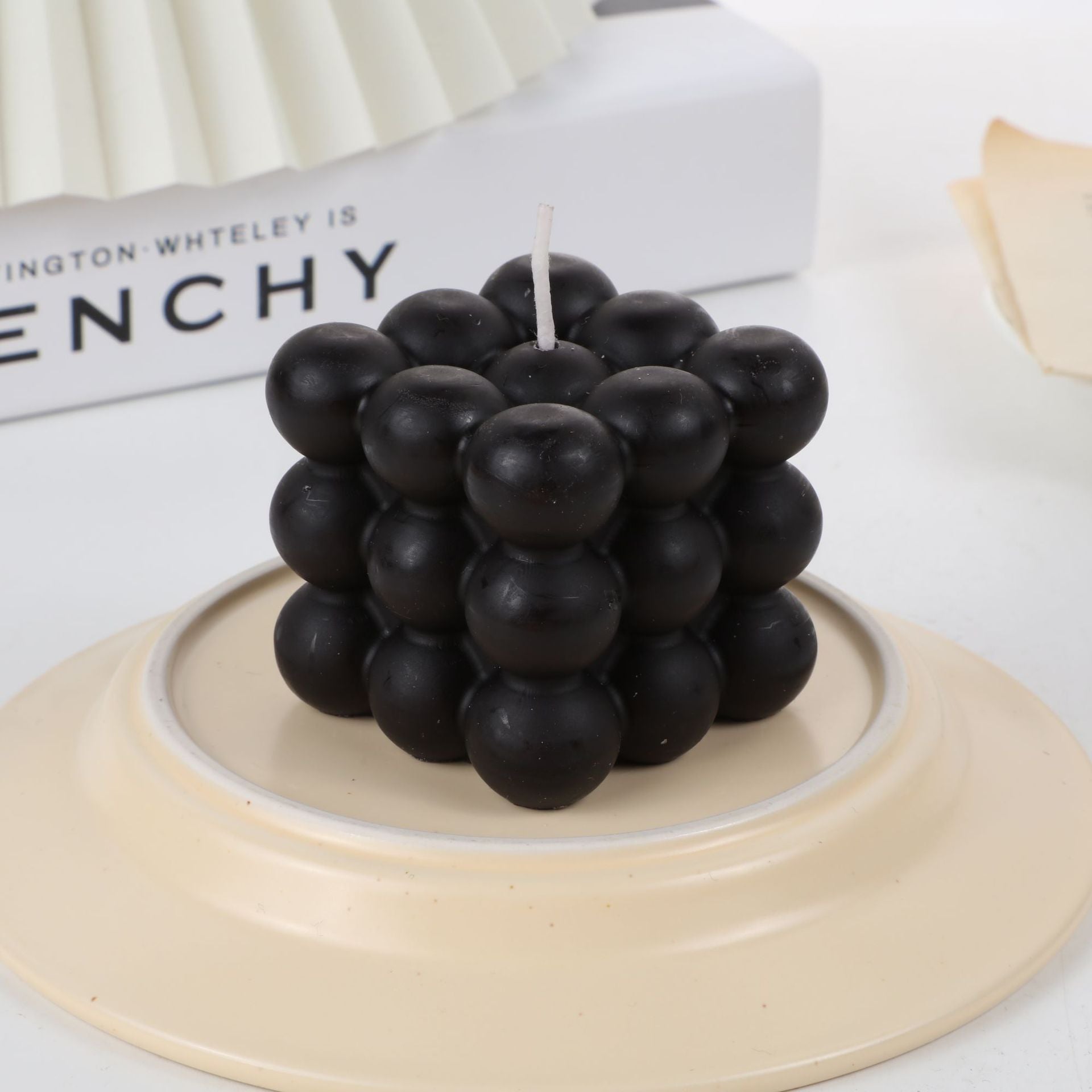 Bougie Cube Géométrique à Bulles