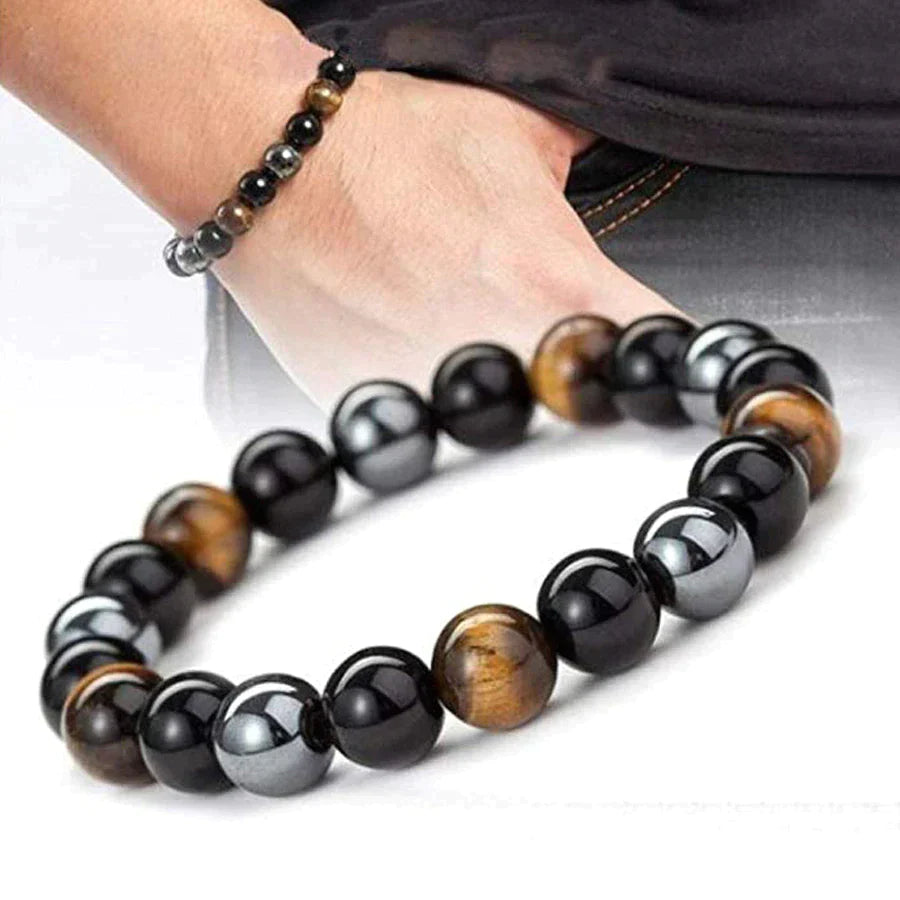 Bracelet Élastique à Perles Polies Homme