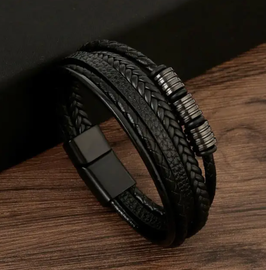 Set de 5 Bracelets en Cuir Véritable homme
