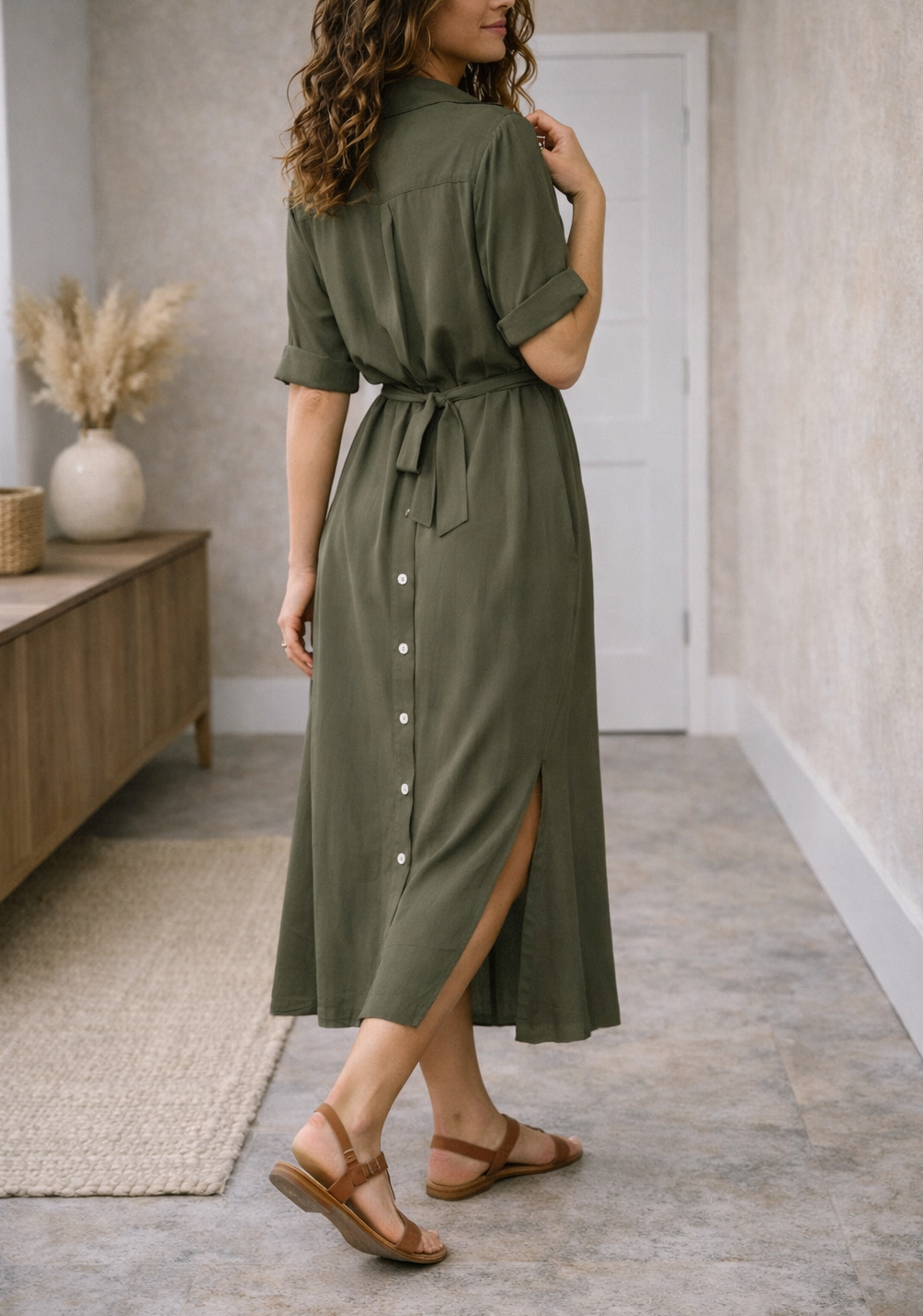 Linen dress suitable for warm-weather outings