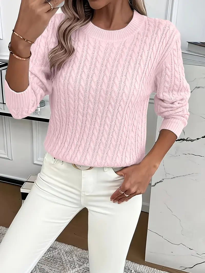 Ribbed wool jumper with crew neckline for casual wear
