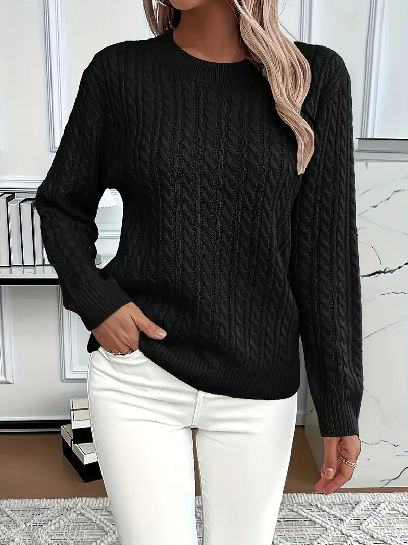 Wool crew neck jumper with textured pattern for layering

