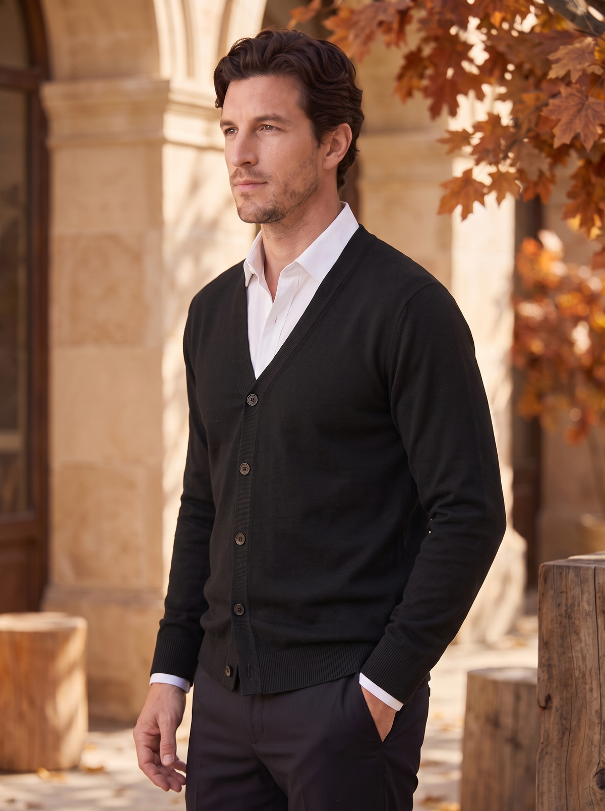 Men's long sleeve button cardigan